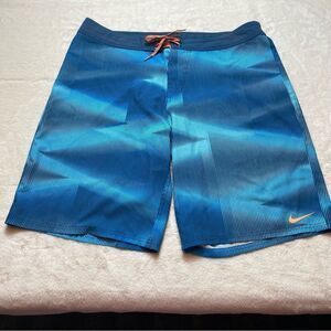 Nike Blue Tone Striped Board Shorts Size 36